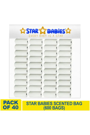 Star Babies - Scented Nappy Bag Roll - Pack of 40/600 Bags - White