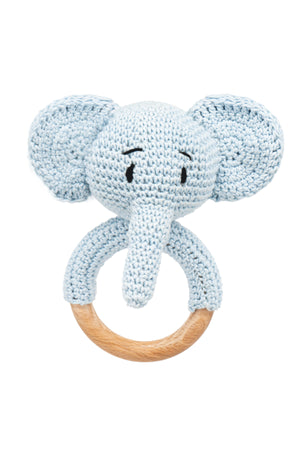 MOON Handcrafted Crochet Ring Rattle Toy-Elephant
