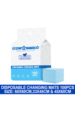 Star Babies - Disposable Changing Mats - Blue - 100 Pcs