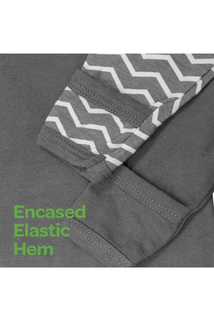 MOON Sleep Gowns- Pack of 2, full sleeves with foldover Cuffs with elastic bottom hem -Grey and Stripes Print"