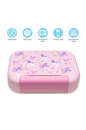MOON Bentoza Kids Lunch Box – Leak-Proof Compartments,Microwave Safe,for Toddlers Ages 3–6 -Unicorn