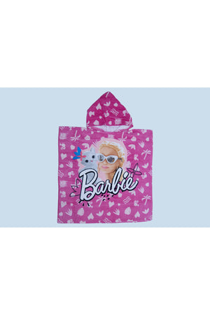 Barbie Poncho Towel For Girls – Soft & Absorbent Hooded Bath Towel – Kids Size – Pink