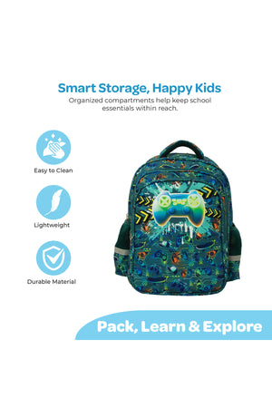 MOON Kids Backpack - (16-Inch) Premium Kids School Bag - Green