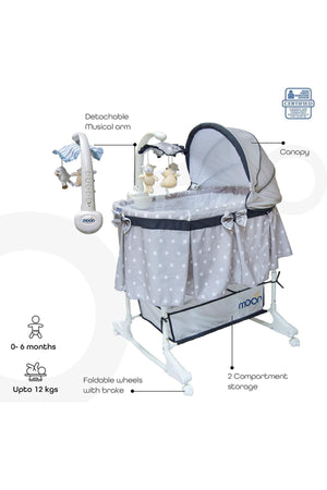 مون Soffy - 4 in 1 convertible cradle -Dark رمادي تفاصيل المنتج | MOON Soffy - 4 in 1 convertible cradle -Dark Grey product detail
