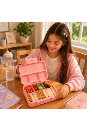 Cocobee Tritan Leakproof Bento Lunch Box – 4 Compartments, Bpa-Free, 585Ml, 3Y+, Pink