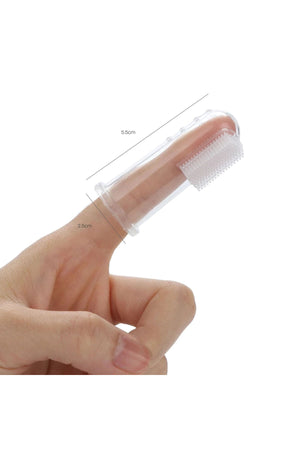 مون Fingertip طفل سيليكون فرشاة أسنان مع ناعم Bristles لـ Infants, أبيض