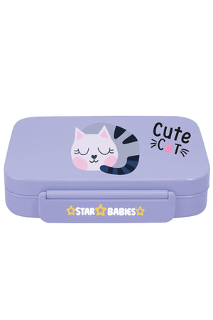 ستار بيبيز Cute Cat Theme Bento Lunch Box مع 4 Compartments, BPA Free, Leak-Proof, Toddler-Friendly, 3 Years+ size 22*16.5*4.85cm, Microwave Safe, Easy to clean, Keep Fresh - بنفسجي تفاصيل المنتج | Star Babies Cute Cat Theme Bento Lunch Box with 4 Compartments, BPA Free, Leak-Proof, Toddler-Friendly, 3 Years+ size 22*16.5*4.85cm, Microwave Safe, Easy to clean, Keep Fresh - Purple product detail