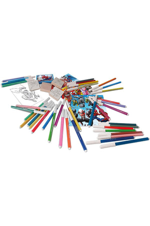 Marvel Spidey and Friends Mega Art Set – 86x54cm Case with 60 Felt Tip Pens, 10 Pencil Crayons, 10 Wax Crayons, 6 Stamps, Ink Pad, Coloring Book, Notebook & 30 Stickers