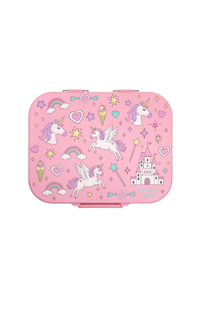 Bamboo Bark Stainless Steel Leak-Proof Bento Lunch Box for Kids, Girls & Boys – Multi-Compartment BPA-Free Lunch Box with PP Base, Unicorn Print, Perfect for School, Work & Travel