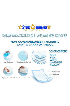 A to Z - Disposable Changing Mat size (45cm x 60cm) Large- Premium Quality for Baby Soft Ultra Absorbent Waterproof - Pack of 12 - Blue/Pink/White-Rainbow