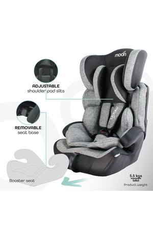 MOON Tolo - Baby/Kids Car seat (Group-1,2,3)- Slate Grey
