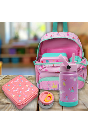 Bamboo Bark childrens kids large school lunch box, bento, snack box with compartments for kids, food jar included