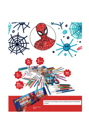 Multiprint Stitch 60-Piece Felt-Tip Pen Set – Includes 60 Felt Pens, 10 Pencil Crayons, 10 Wax Crayons, 6 Stamps, Ink Pad, Coloring Book, Notebook & 30 Stickers – 100% Made in Italy