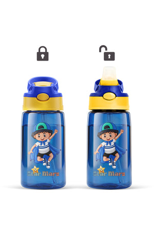 StarMarz Kids Sipper Water Bottle – Anti-Leak Cartoon Design For Girls – 480 Ml – Blue