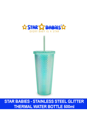 Star Babies Rhinestone Bling Bottle Glitter Diamond Bottle with Lid and Straw Rhinestones Tumbler Stainless Steel Glitter Thermal Water Bottle 750ml
