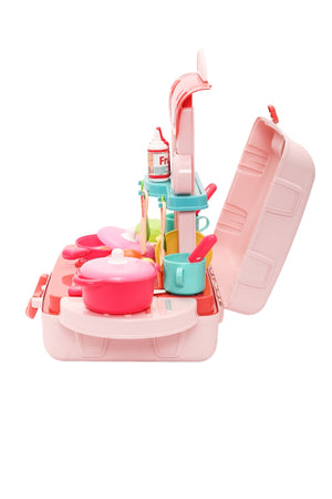 Urban Tots Briefcase Kitchen Set: Adorable Kitchen Play Set With Essential Tools & Accessories-Multicolor