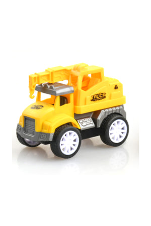 Kikibebe Friction Truck Set – 2 Random Style Pull-Back Engineering Vehicles With Inertial Drive – Interactive Educational Toy – Grey & Yellow