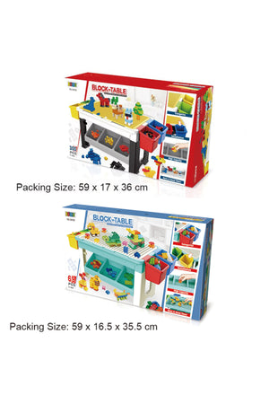 Kikibebe 300-Piece Building Block Table – Combines Building Blocks, Study Desk & Play Surface – Multicolor