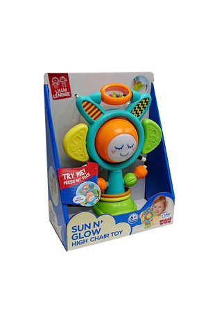 Little Learners Sun N’ Glow Highchair Toy - Suction Cup, Spinning & Light-Up, Sensory Development, 6M+
