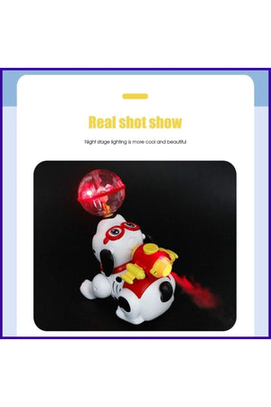 Urban Tots Dancing Dog Toy – 360° Rotating Lights & Sound With Bump & Go Action And Water Mist Spray-White