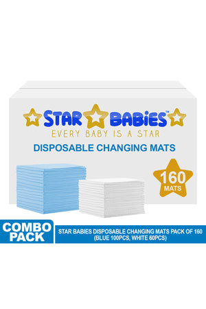 Star Babies - Disposable Changing mats (45x60cm) Large Pack of 160 - Blue/White