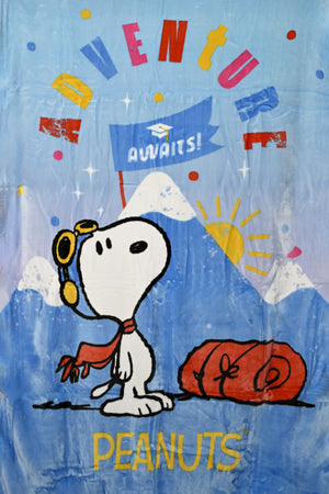 Peanuts Raschel Ultra-Soft Fleece Blanket – 100% Polyester – Lightweight & Durable – Blue