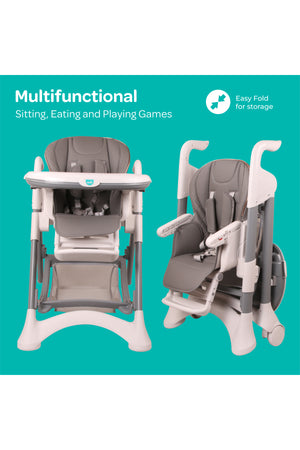 مون Trestle Foldable طفل التغذية/Dinning Highchair-رمادي