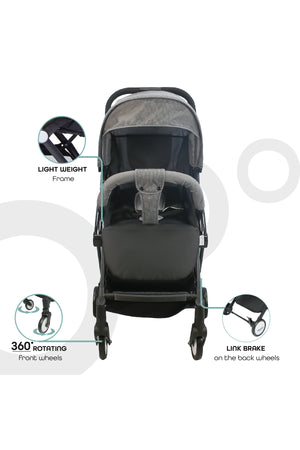 MOON Travel-Lite - Cabin Stroller,Black + Grey dots