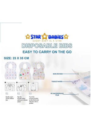 Star Babies - Caddy Diaper Bag with Disposable Bibs - 10pcs - Grey/Black