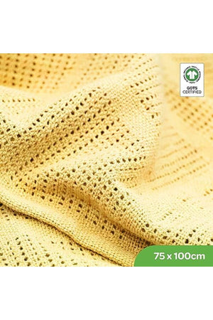 MOON Organic Cellular Blanket 75 X 100 cm – for 0 Months+ -Yellow
