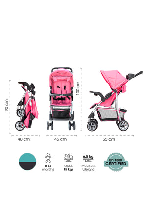MOON Trek - One Fold Stroller - Pink