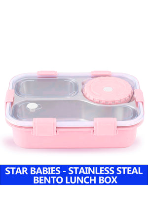 Star Babies - 4 Compartments Stainless Steel Bento Lunch Box - Pink