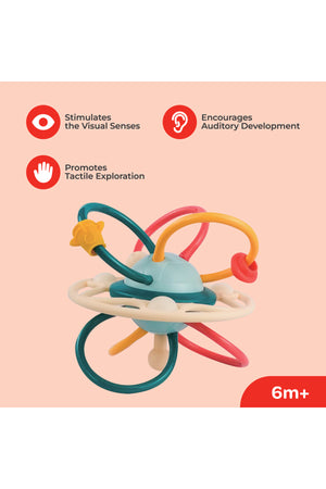 MOON Spinny Rattle and Teether Activity Ball, for Boy Girl- 6m+