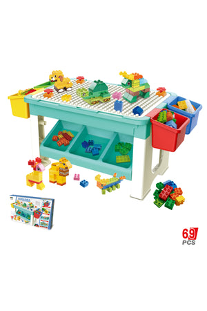 Kikibebe 69-Piece Building Block Table – Multicolor