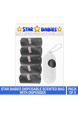 Star Babies Pack Of 5 Scented Bag Black With White Dispenser, Pack Of 1