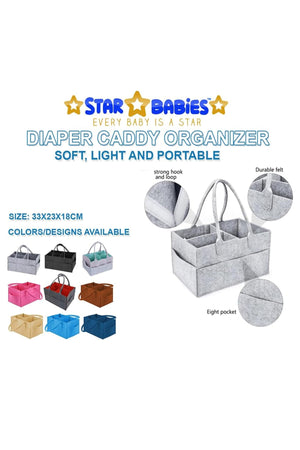 Star Babies - Diaper Caddy Organizer With Disposable Breast Pads - Grey/White - 31 Pcs