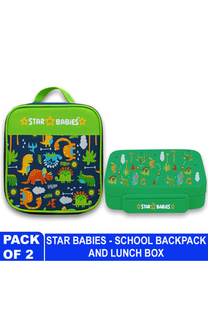 Star Babies - Star Babies Green Jungle Bento Lunch Box with 4 Compartments, BPA Free, Leak-Proof with insulated Lunch Bag