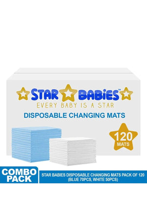 Star Babies - Disposable Changing mats (45x60cm) Large Pack of 120 - Blue/White