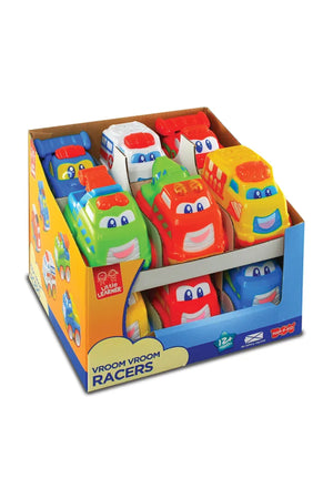 Little Learners Vroom Vroom Racers - Light & Sound, Baby-Hand Fit, 9 Styles Assorted, 12M+
