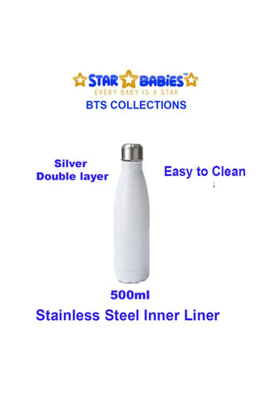 Star Babies - School Backpack With Stainless Steel Water Bottle 500ml - White