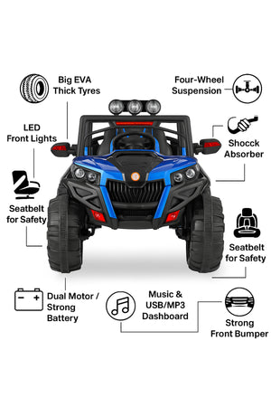 Urban Tots 2188 Ride On Jeep Rechargeable Battery Operated - black and blue