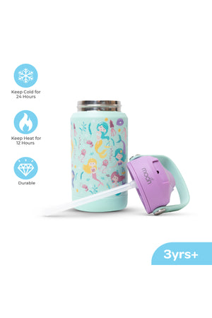 MOON Kids Insulated Water Bottle – BPA Free,Leak Proof Sipper for Toddlers – Eco-Friendly – Stays Cold or Warm for Hours - Mermaid
