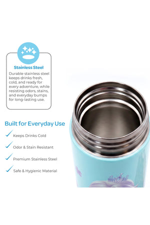 MOON Elisa Frozen Theme Water Bottle with Spray Mist | Cooling Spray | BPA-Free Stainless Steel | Leak-Proof for School, Camping, Hiking, Outdoor Play | Boys Water Bottle |500ml