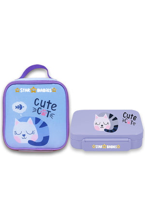 Star Babies - Star Babies Cute Cat Bento Lunch Box with 4 Compartments, BPA Free, Leak-Proof with insulated Lunch Bag
