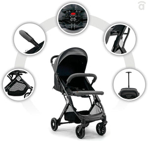 Asalvo Kubic 2 Travel Stroller Grey, Lightweight, One-Hand Fold, 0-4Y
