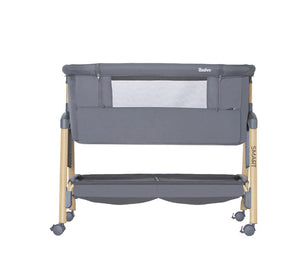 Asalvo Smart 2-in 1 Co-Sleeping Mini Crib & Bed with Mattress - Grey, - 0-6 months