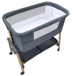 Asalvo Smart 2-in 1 Co-Sleeping Mini Crib & Bed with Mattress - Grey, - 0-6 months