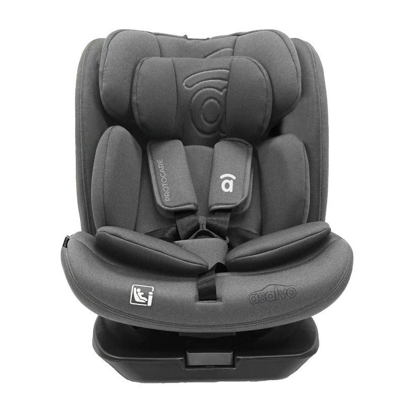 Asalvo Protocare, 360º Rotating Car Seat Grey, Isofix + Top Teether, I-Size & ECE R129 approved - 0-12 years
