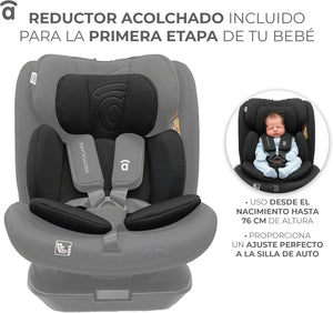 Asalvo Protocare, 360º Rotating Car Seat Grey, Isofix + Top Teether, I-Size & ECE R129 approved - 0-12 years