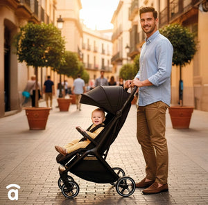 Asalvo Doha Stroller Black, One-click Fold, Lightweight & Compact - 0-4 years